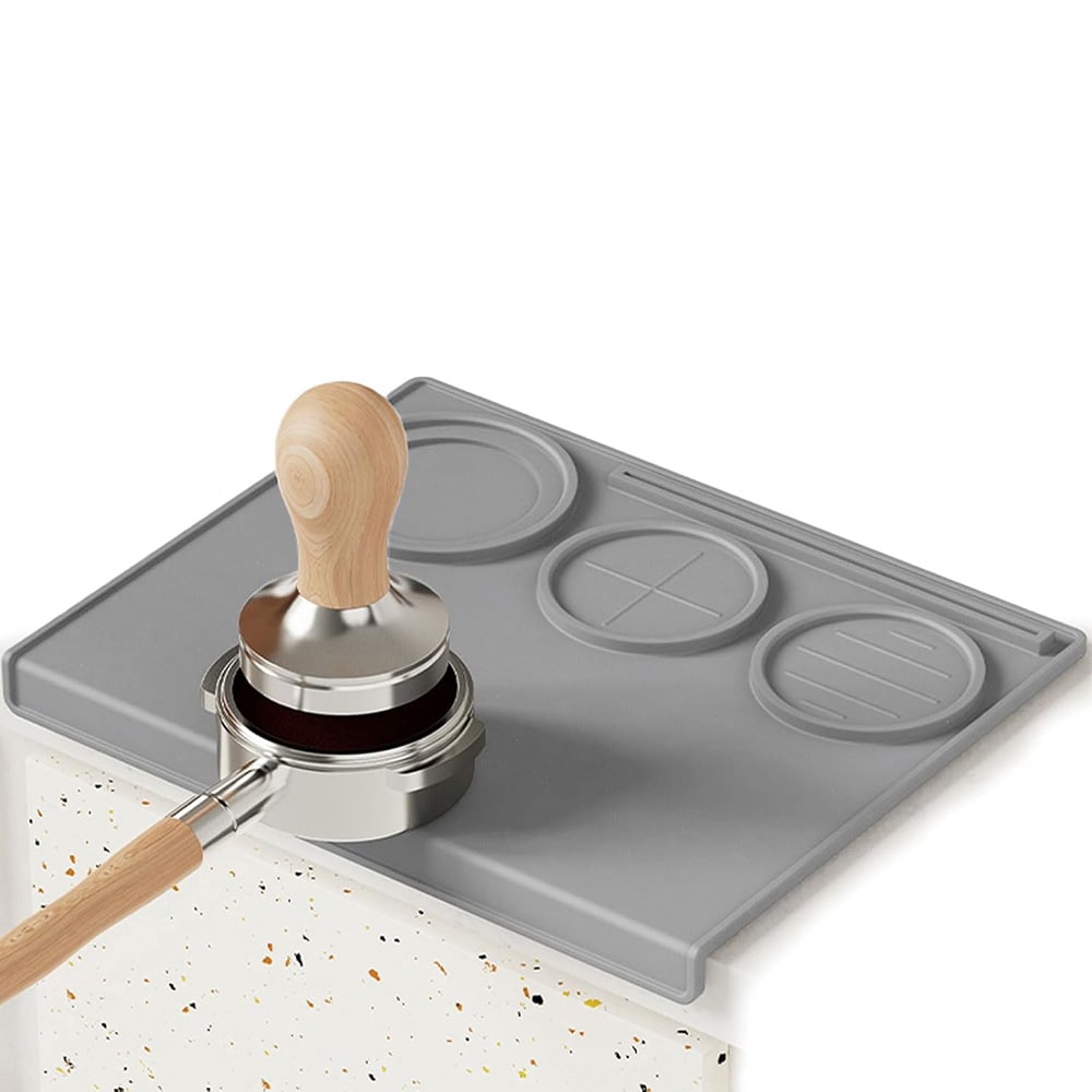 Silikoninen tampointimatto 25x20 cm – Harmaa / Kahvitampointimatto / Espressotampointimatto
