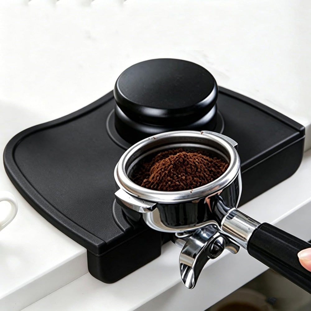 Silikoninen tamping-matto – Svart / Kahvitamping-matto / Espressomatto tampingia varten
