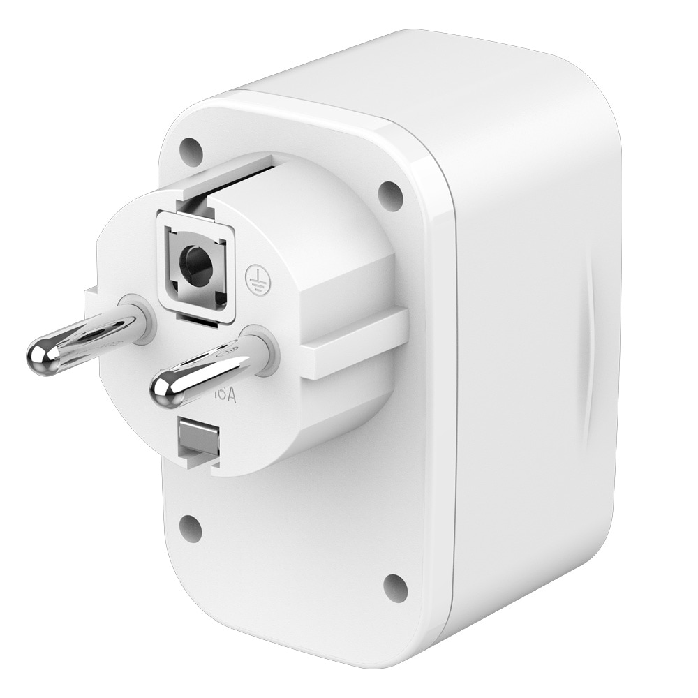 USB-pikalaturi 20 W sisäänrakennetulla pistorasialla / USB-C PD ja USB-A QC 3.0 / valkoinen seinälaturi