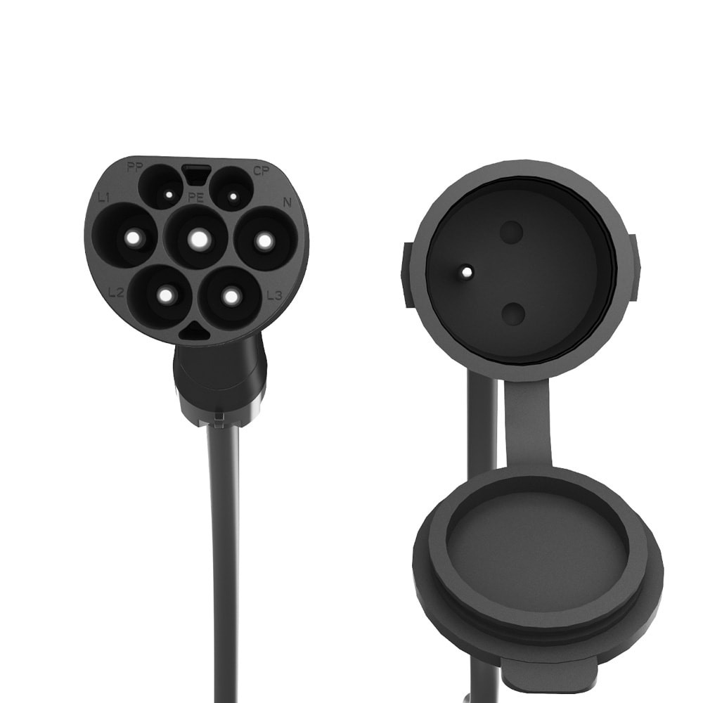 EV-lataussovitin Tyyppi 2 ranskalaiseen pistokkeeseen 50 cm / Tyyppi 2 -sovitinkaapeli E-tyypin