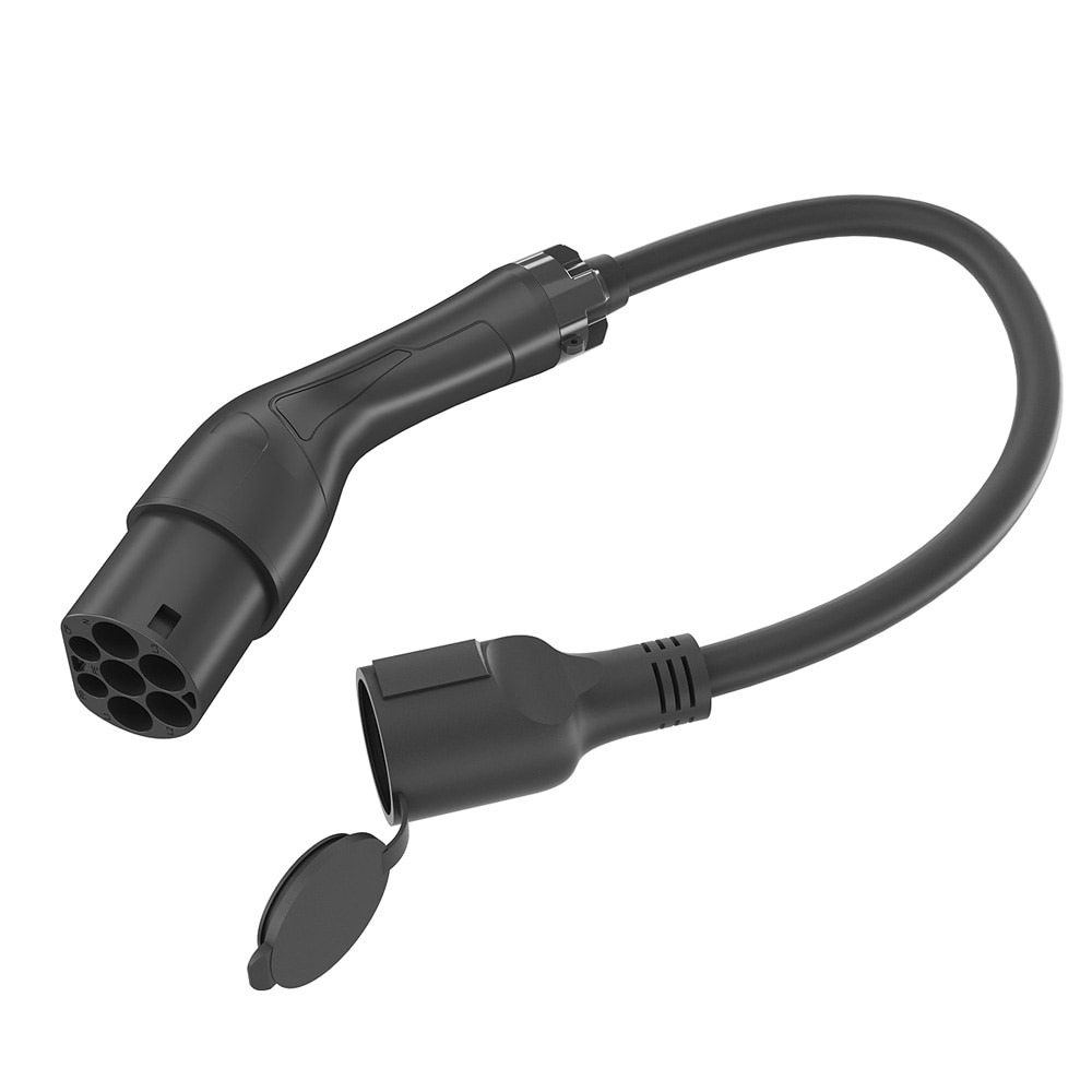 EV-lataussovitin Tyyppi 2 ranskalaiseen pistokkeeseen 50 cm / Tyyppi 2 -sovitinkaapeli E-tyypin