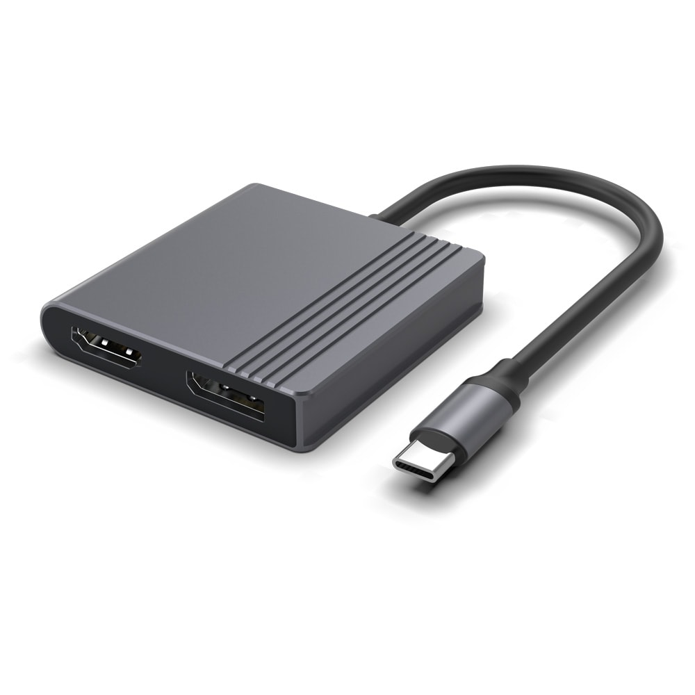 USB-C-HDMI- ja DisplayPort-sovitin / 4K 60Hz näyttösovitin / musta USB-C-sovitin kahdelle näytölle