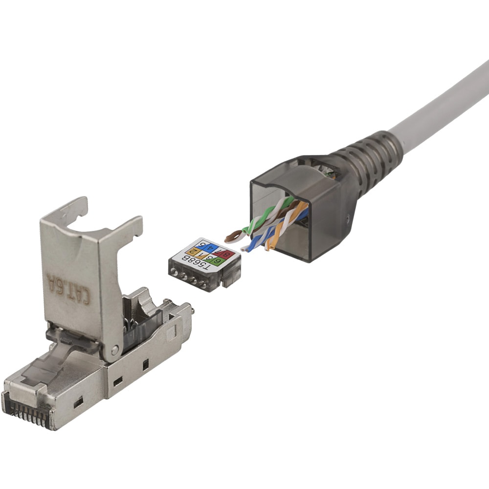 Deltaco RJ45-liitin Cat6A / RJ45-liitin Cat6A-kaapelille / Työkaluton RJ45-pistoke Cat6A-kaapeliin