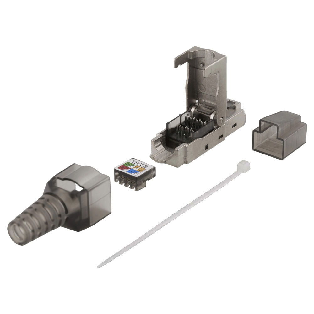 Deltaco RJ45-liitin Cat6A / RJ45-liitin Cat6A-kaapelille / Työkaluton RJ45-pistoke Cat6A-kaapeliin