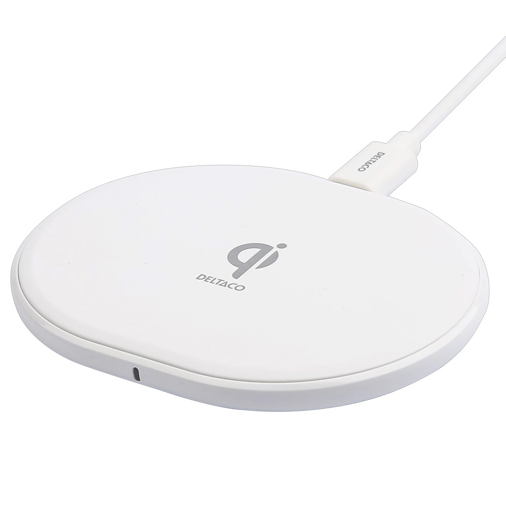 Deltaco 10W langaton laturi USB-C - Valkoinen / Qi-sertifioitu langaton laturi