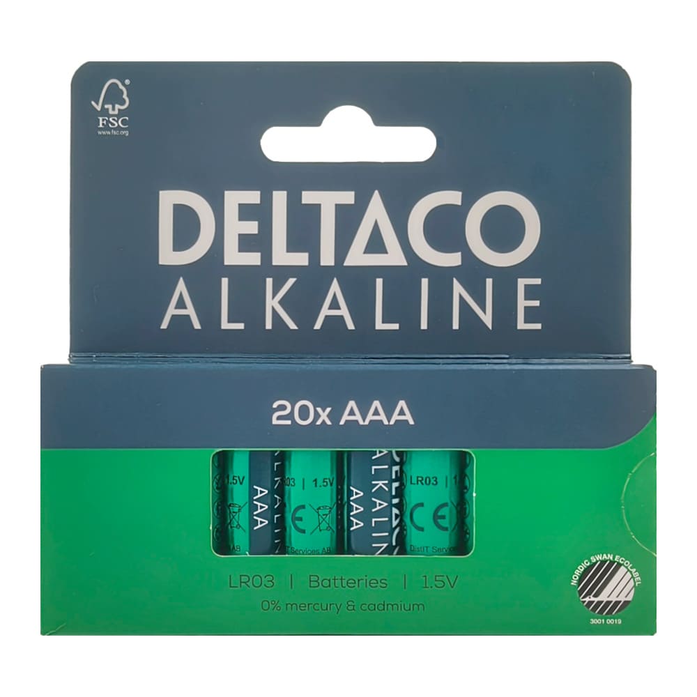 Deltaco Alkaline AAA paristot 20-pack / AAA paristot LR03 / Alkaline AAA paristot / Alkaline AAA paristot