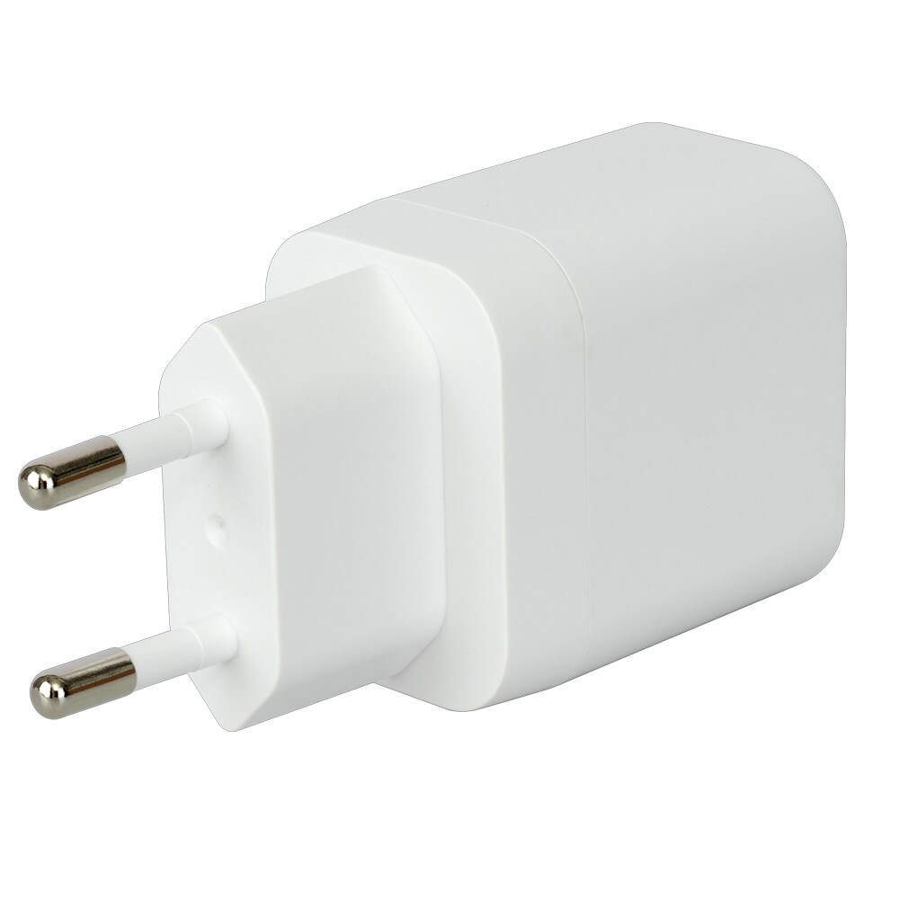 Deltaco USB GaN -seinälaturi, jossa 1 x USB 30 W, 1 x USB-C PD 35 W / GaN-laturi, jossa on USB-A ja USB-C