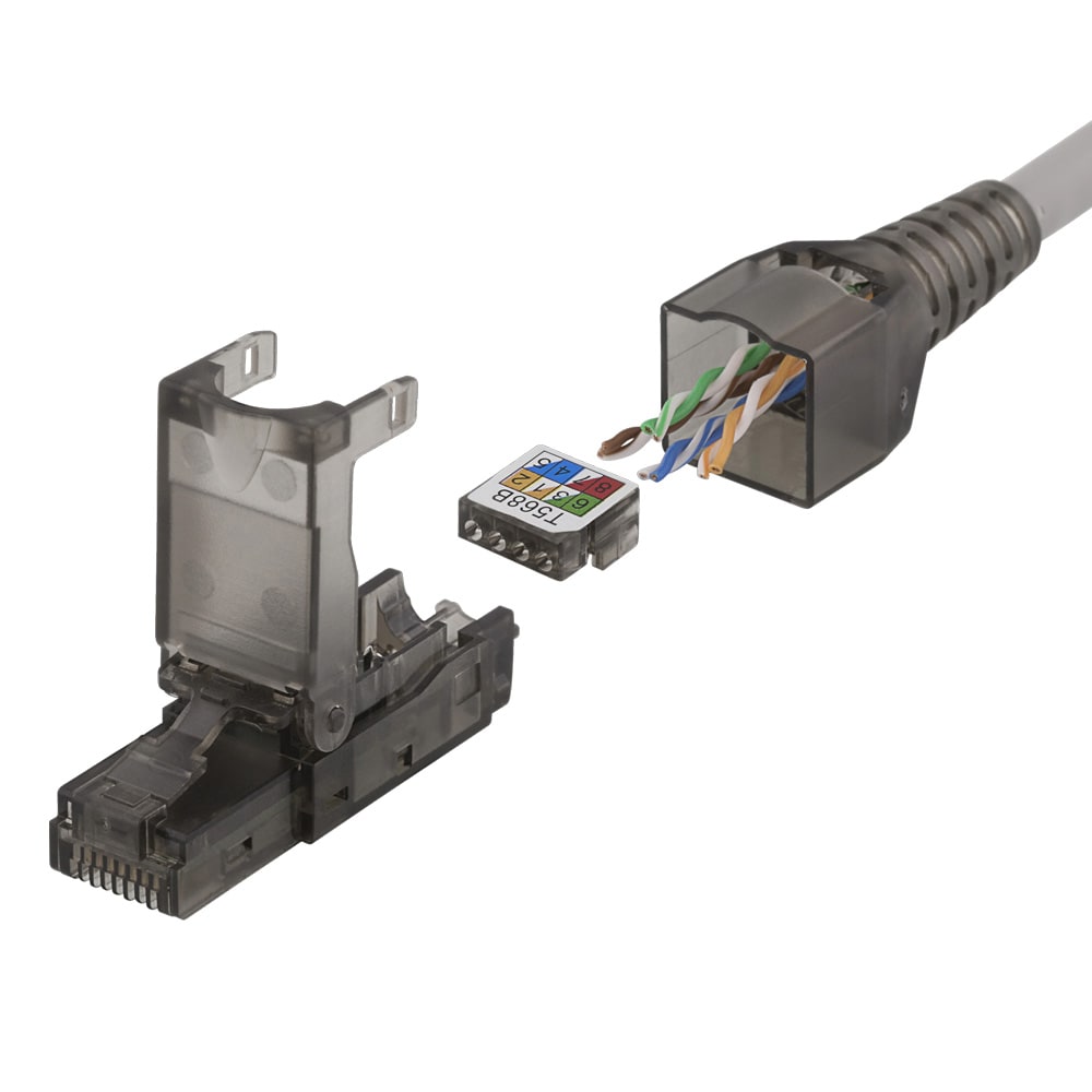 Deltaco RJ45-liitin Cat6A / Työkaluton RJ45-pistoke Cat6A / RJ45-urosliitin 10 Gbps:lle