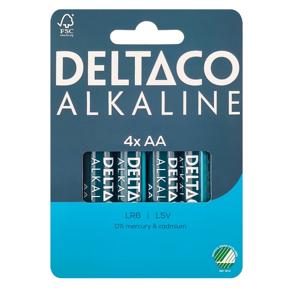 Deltaco-alkaliparistot, 4 kpl / AA-paristot LR6 / Alkaliparistot AA