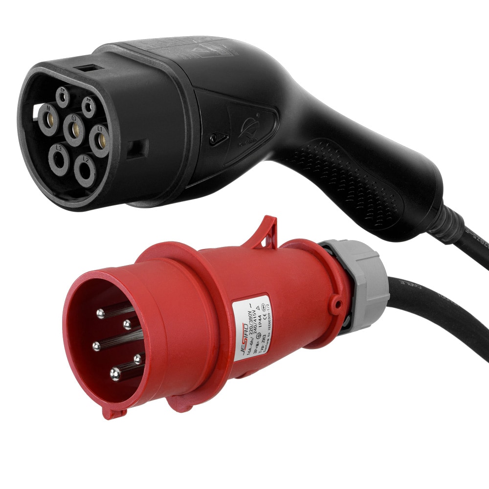 Deltaco E-Charge -latauskaapeli LED-näytöllä, 3-vaiheinen Mode 2, 6–16 A, 6 m / Mode 2 -latauskaapeli sähköautolle