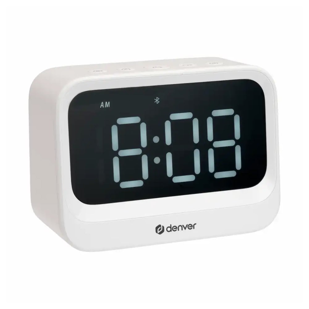 Denver EC-54W Herätyskello Bluetooth-kaiuttimella - Valkoinen / Digitaalinen herätyskello