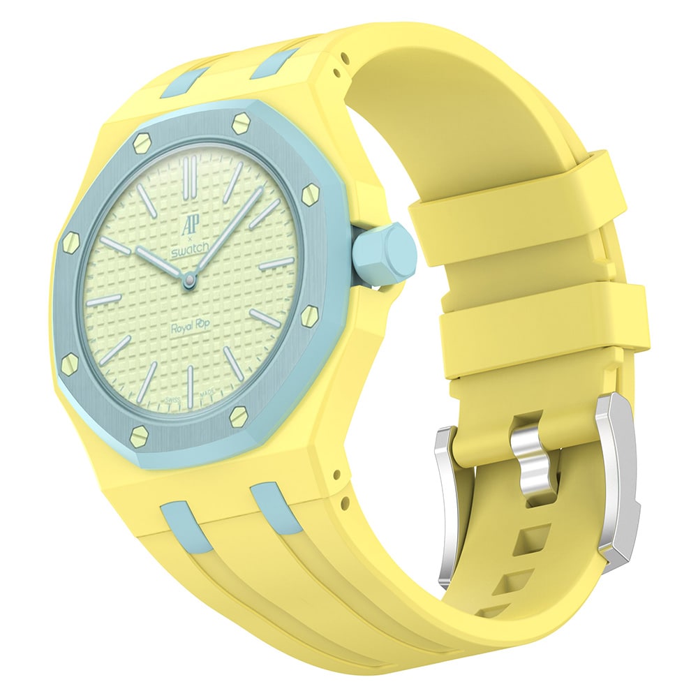 Silikoniranneke ja suojakuori AP x Swatch Royal Pop Blaue Acht -laitteelle