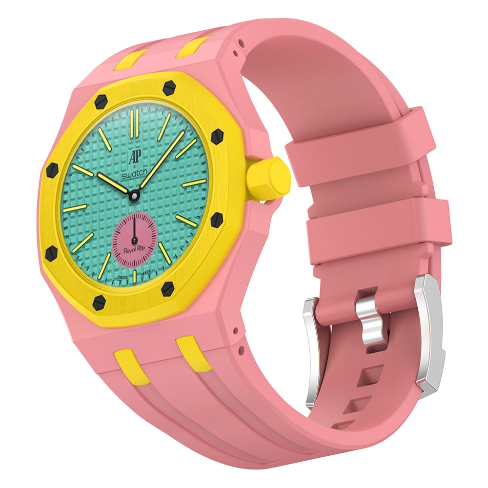 Silikoniranneke ja suojakuori AP x Swatch Royal Pop Otg Roz -rannekkeelle