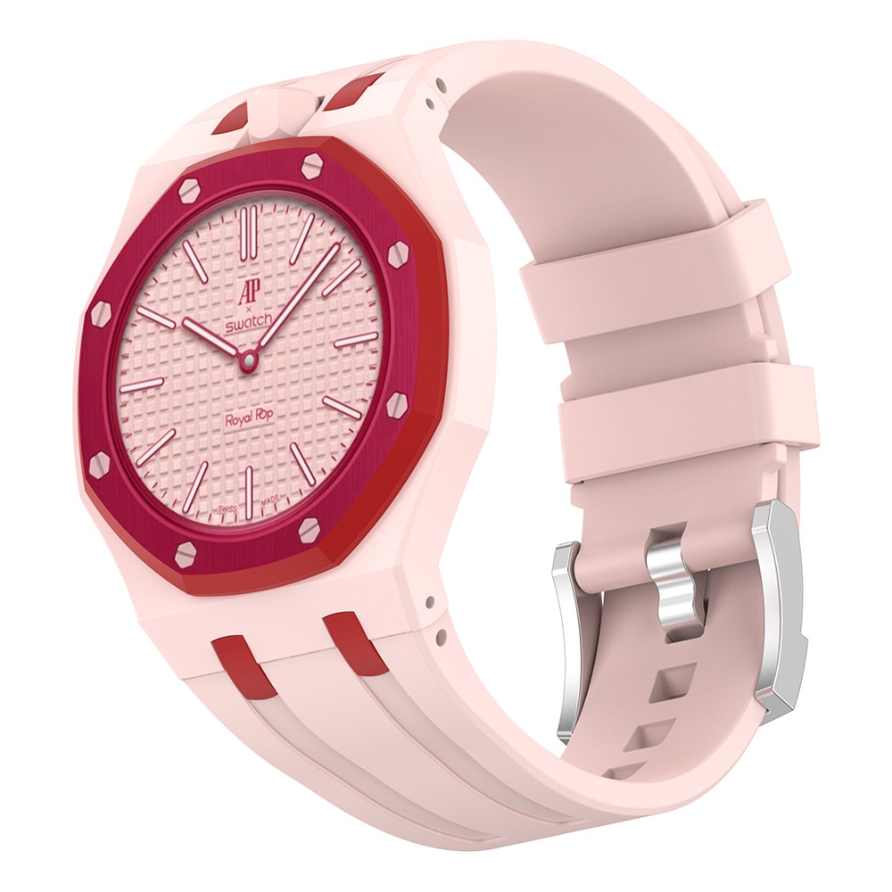 Silikoniranneke ja suojakuori AP x Swatch Royal Pop Otto Rosso -rannekkeelle