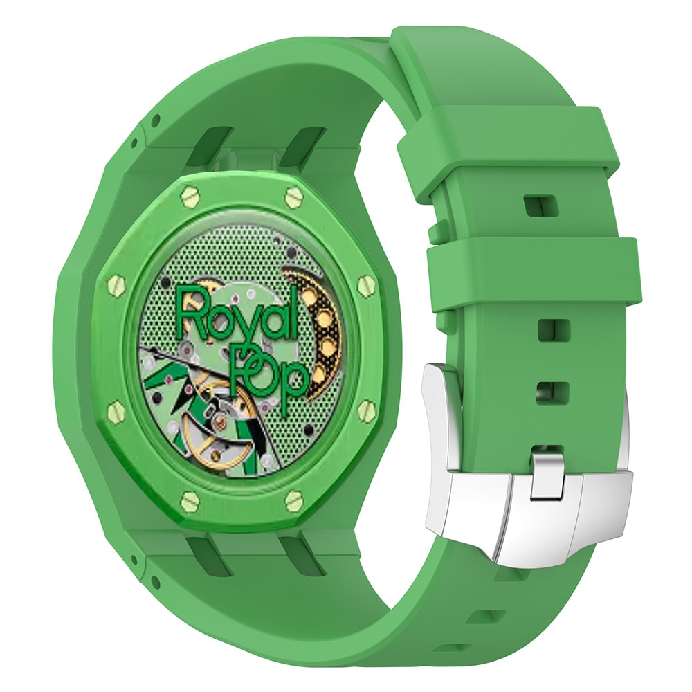 Silikoniranneke ja suojakuori AP x Swatch Royal Pop Green Eight