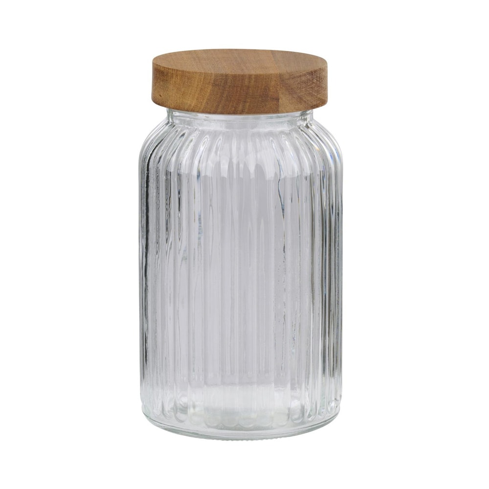 Lasipurkki puukannella, 1300 ml / lasinen säilytyspurkki kannella / keittiöpurkki