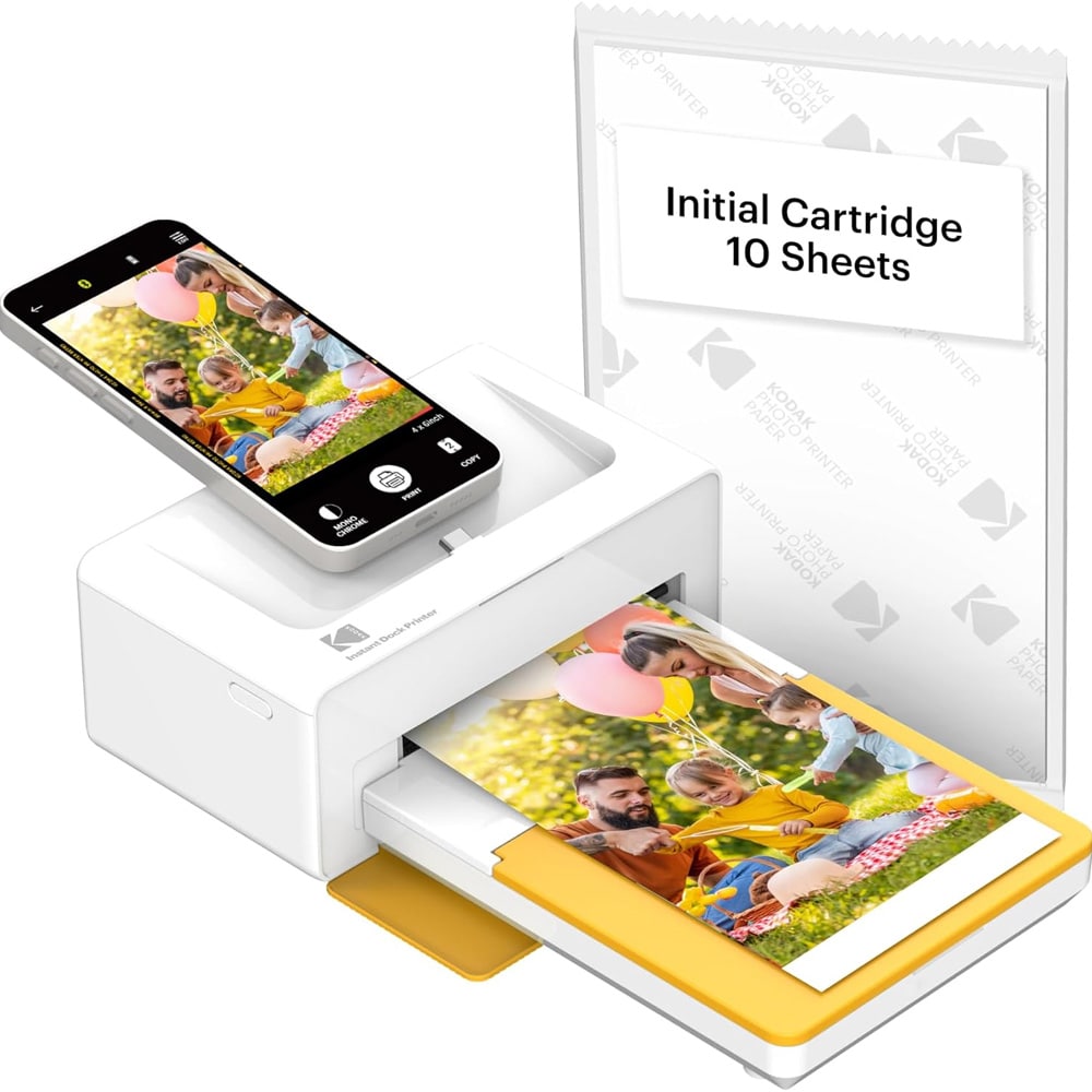 Kodak-valokuvatulostin 10 x 15 cm / keltainen Bluetooth-tulostin / mobiilivalokuvatulostin iOS- ja Android-laitteille