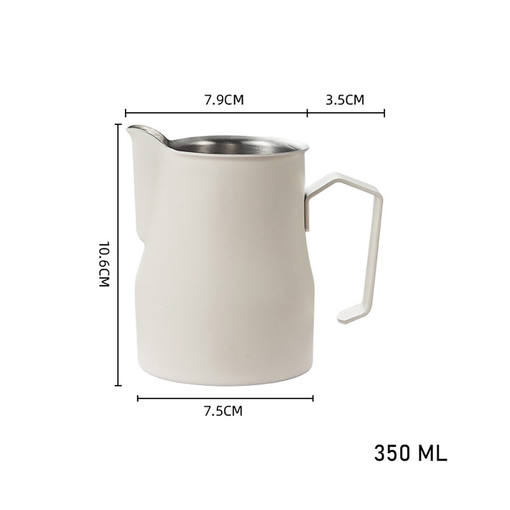 Valkoinen maitokannu ruostumattomasta teräksestä 350 ml / joutsenkaulamainen maidonvaahdotuskannu / baristakannu