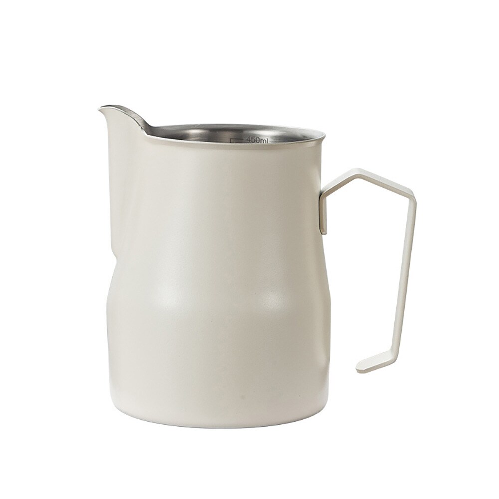 Valkoinen maitokannu ruostumattomasta teräksestä 480 ml / joutsenkaulamainen maidonvaahdotuskannu / baristakannu