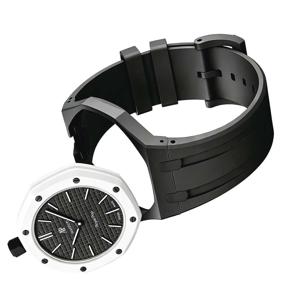 Silikonirannekkeen ja suojakotelon AP x Swatch Royal Pop 12 O'clock - Svart