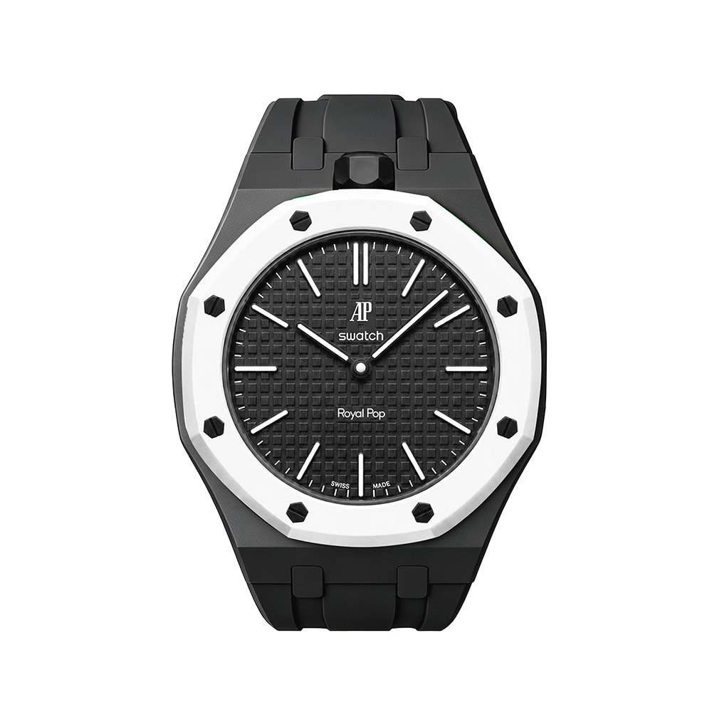 Silikonirannekkeen ja suojakotelon AP x Swatch Royal Pop 12 O'clock - Svart