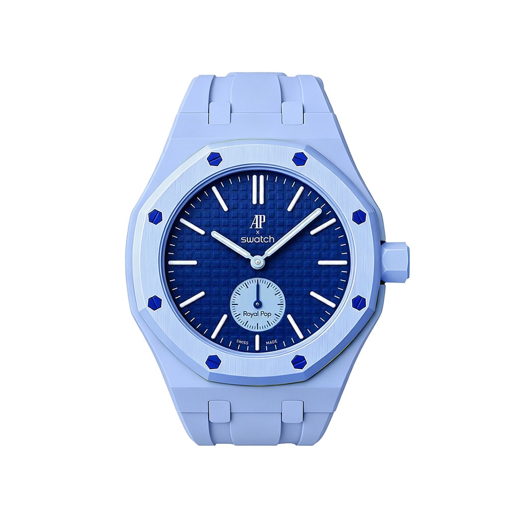 Silikonirannekkeen ja suojakotelon AP x Swatch Royal Pop 3 O'clock -malliin - Vaaleansininen