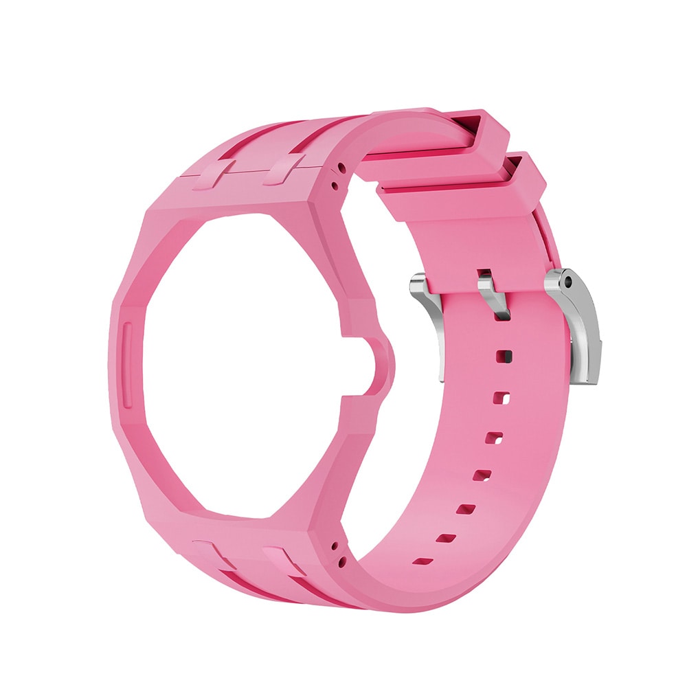 Silikonirannekkeen ja suojakotelon AP x Swatch Royal Pop 3 O'clock -mallille  -  Vaaleanpunainen