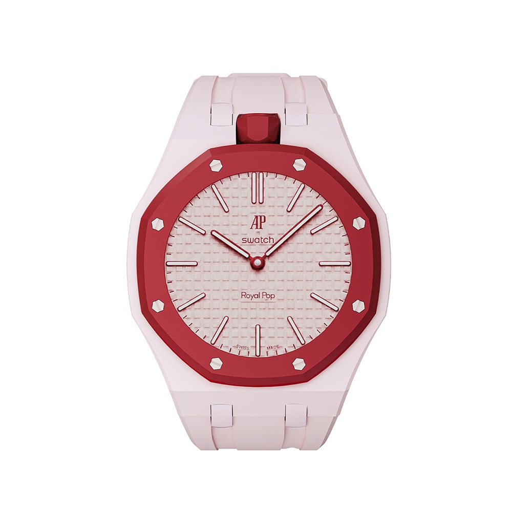 Silikonirannekkeen ja suojakotelon AP x Swatch Royal Pop 12 O'clock - RosaBeige