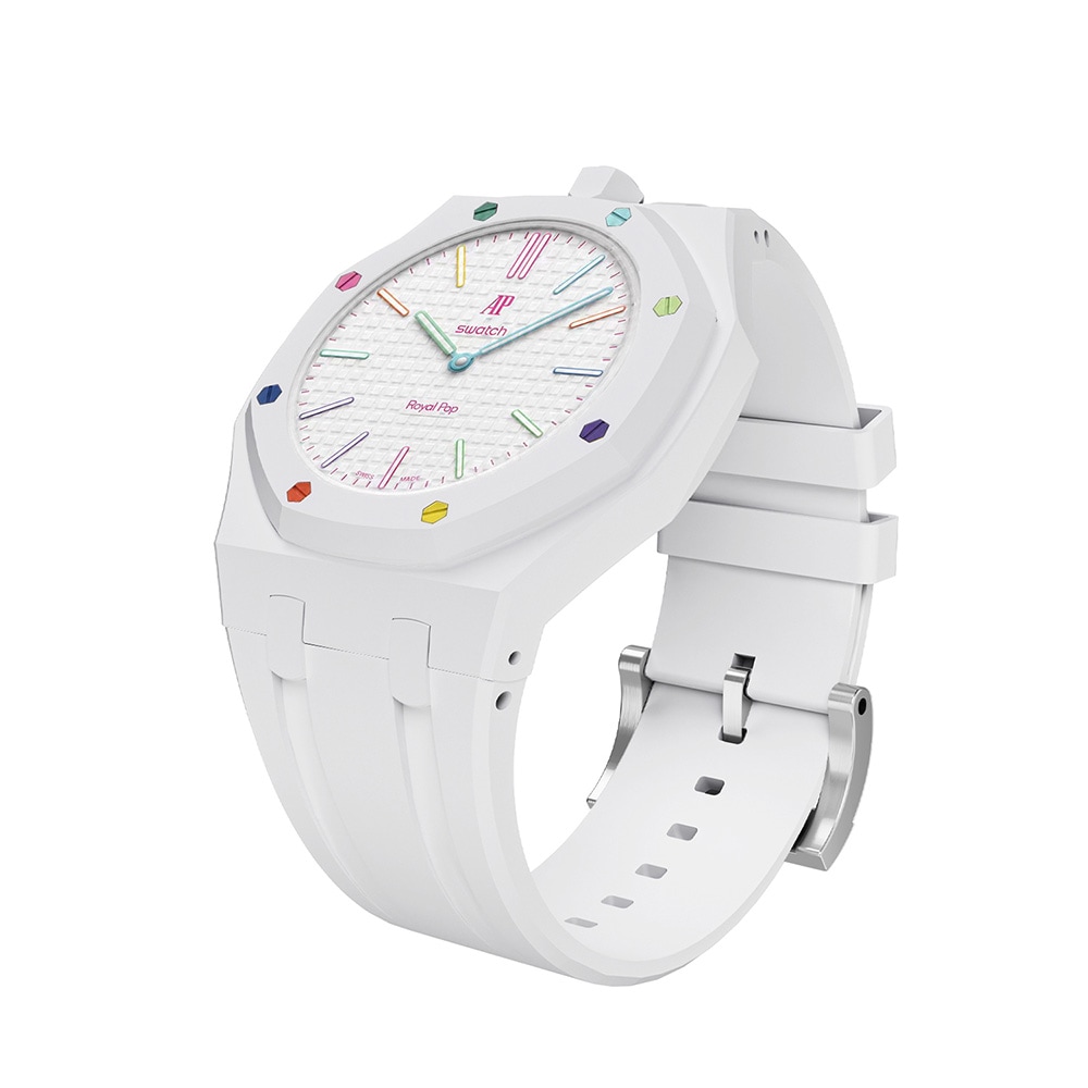 Silikonirannekkeen ja suojakotelon AP x Swatch Royal Pop 12 O'clock - Harmaa