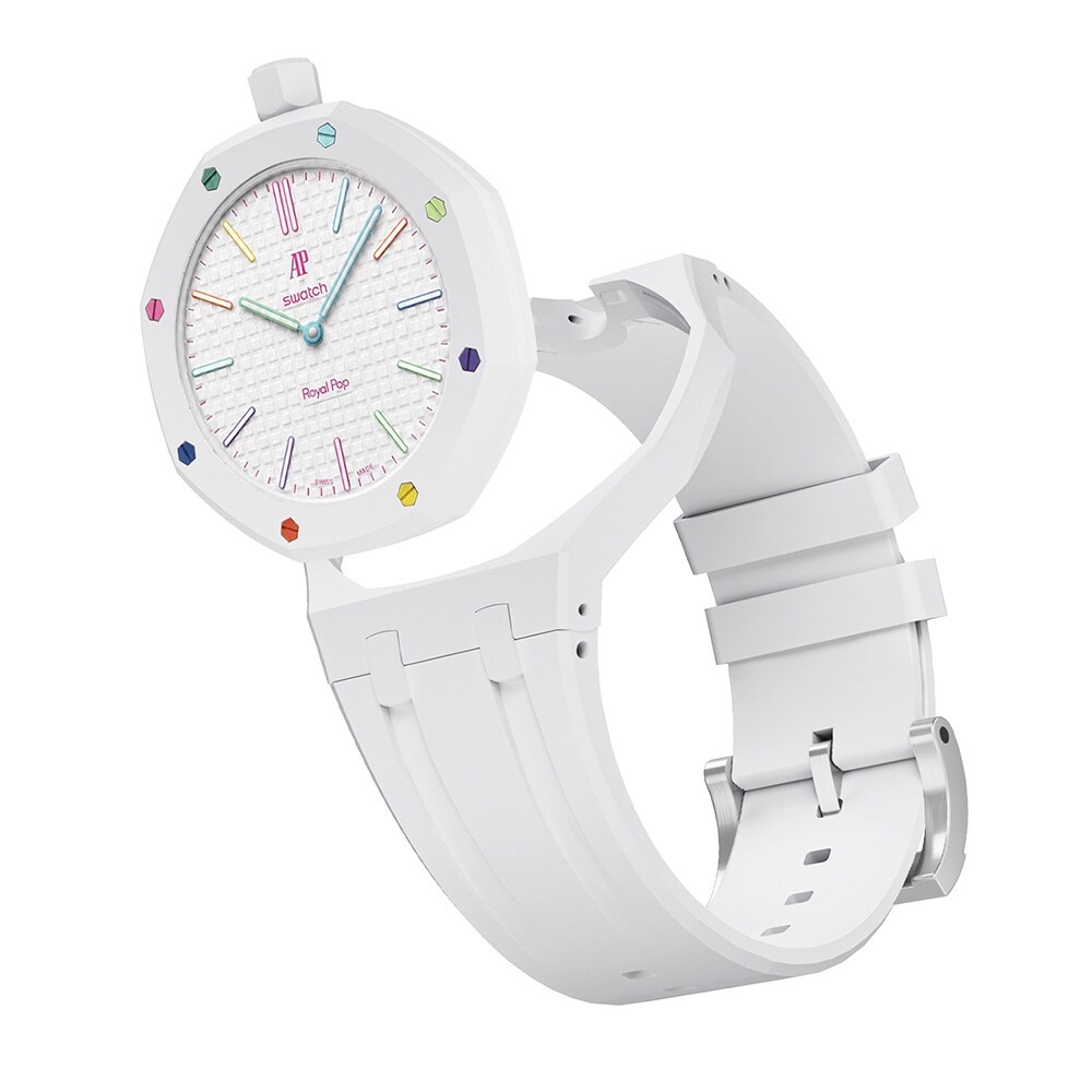 Silikonirannekkeen ja suojakotelon AP x Swatch Royal Pop 12 O'clock - Harmaa
