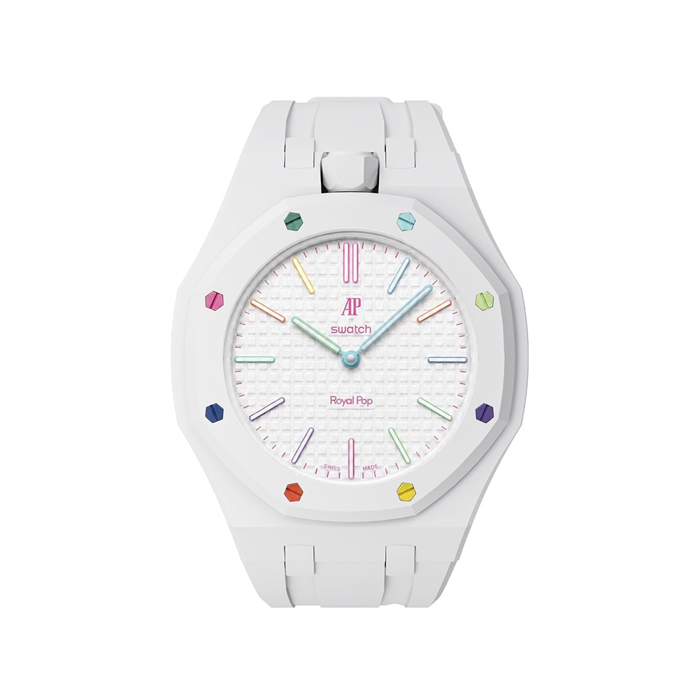 Silikonirannekkeen ja suojakotelon AP x Swatch Royal Pop 12 O'clock - Harmaa