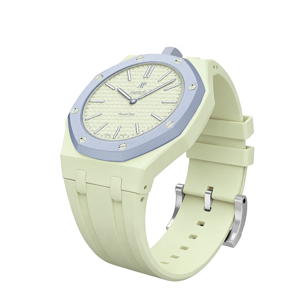 Silikonirannekkeen ja suojakotelon AP x Swatch Royal Pop 12 O'clock - Lime