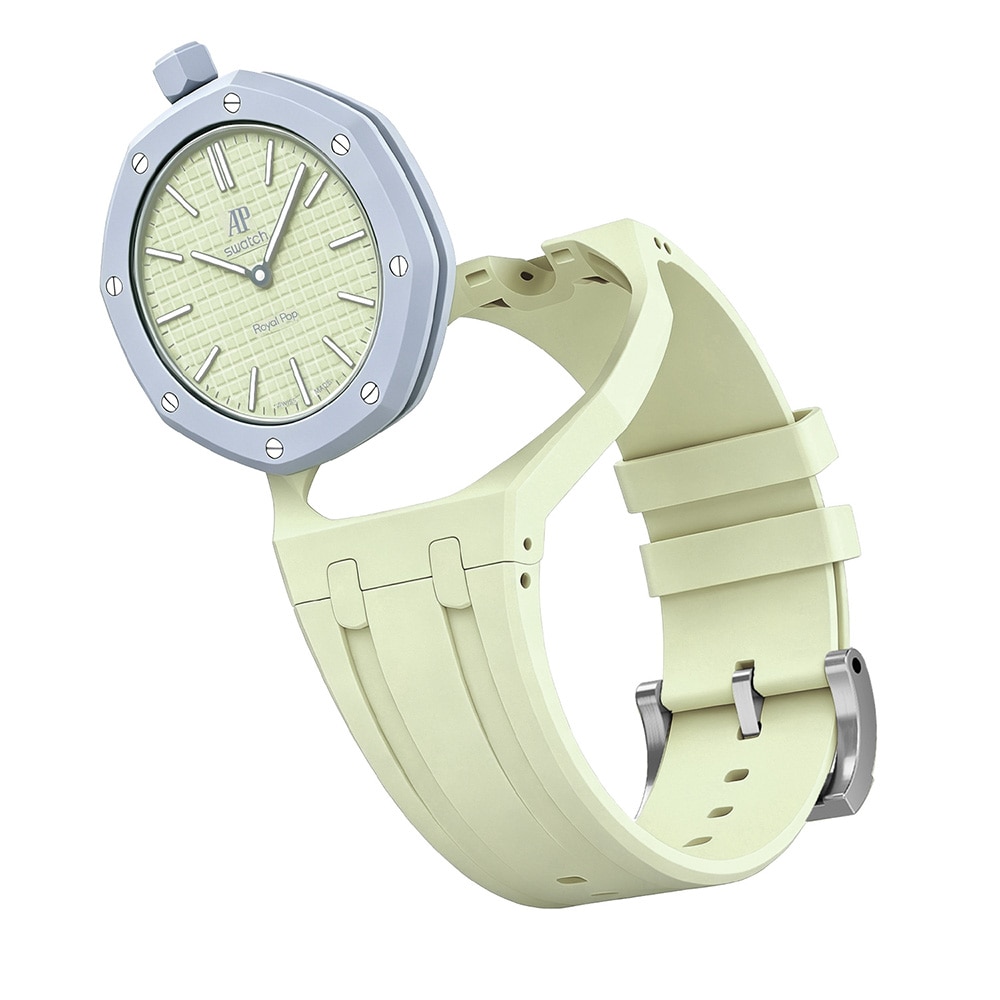 Silikonirannekkeen ja suojakotelon AP x Swatch Royal Pop 12 O'clock - Lime