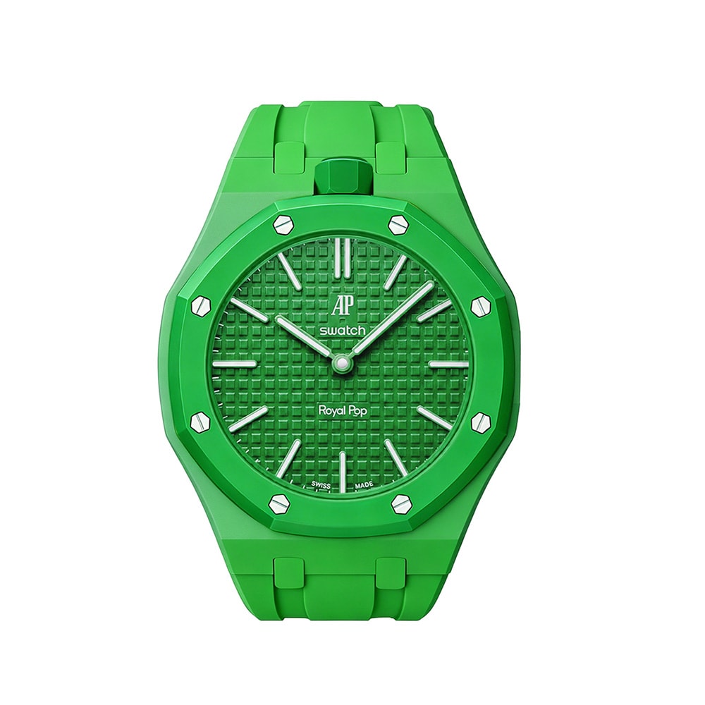 Silikonirannekkeen ja suojakotelon AP x Swatch Royal Pop 12 O'clock - Vihreä