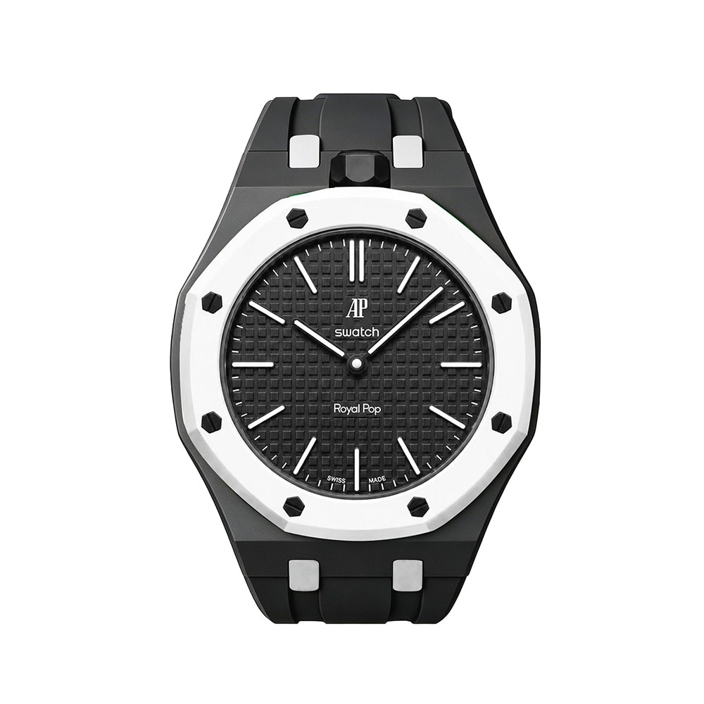 Silikonirannekkeen ja suojakotelon AP x Swatch Royal Pop 12 O'clock - Svart