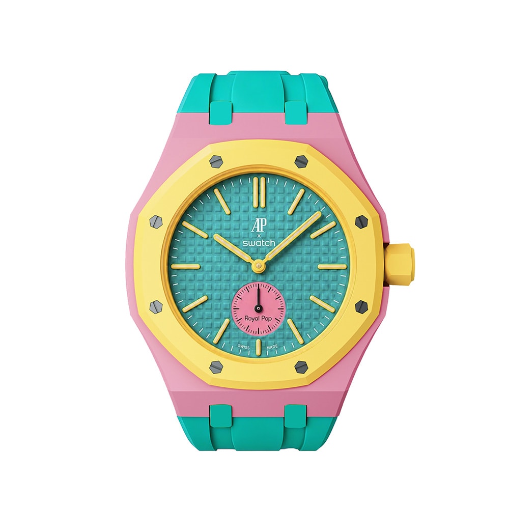 Silikonirannekkeen ja suojakotelon AP x Swatch Royal Pop 3 O'clock - Vaaleanpunainen/Vihreä