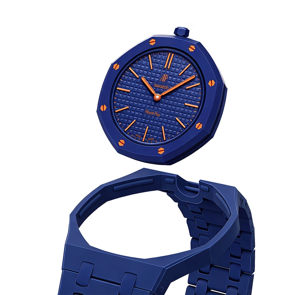 Biokeraaminen rannekoru ja suojakotelo AP x Swatch Royal Pop 12 O'clock - Sininen