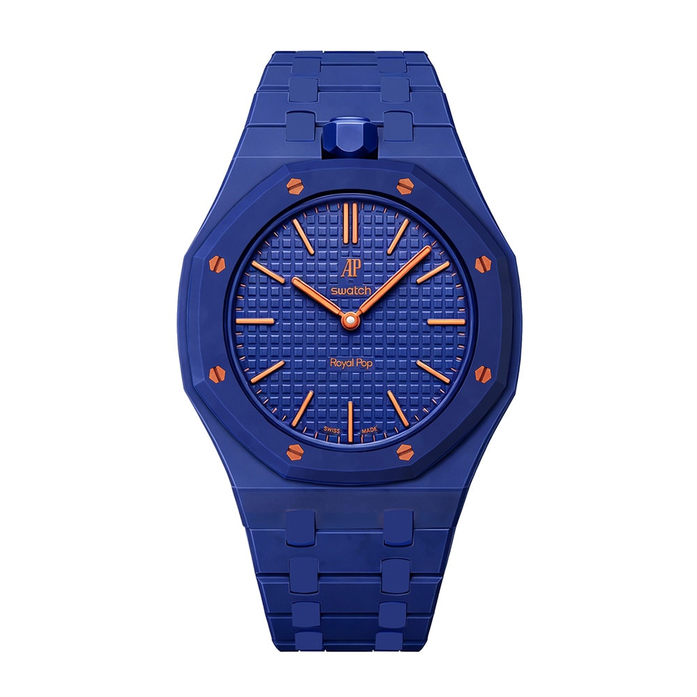 Biokeraaminen rannekoru ja suojakotelo AP x Swatch Royal Pop 12 O'clock - Sininen