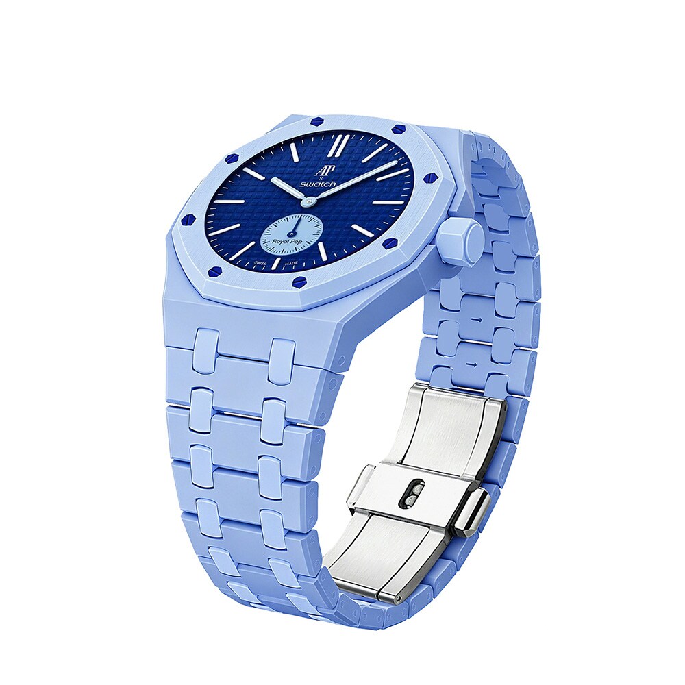 Biokeraaminen rannekoru ja suojakotelo AP x Swatch Royal Pop 3 O'clock -mallille – vaaleansininen