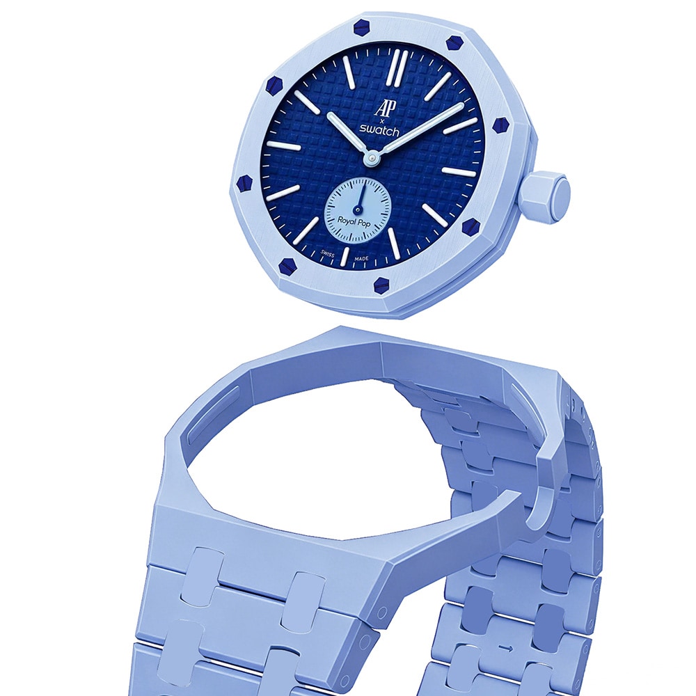 Biokeraaminen rannekoru ja suojakotelo AP x Swatch Royal Pop 3 O'clock -mallille – vaaleansininen