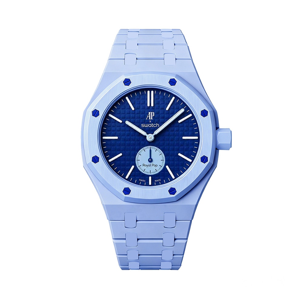 Biokeraaminen rannekoru ja suojakotelo AP x Swatch Royal Pop 3 O'clock -mallille – vaaleansininen