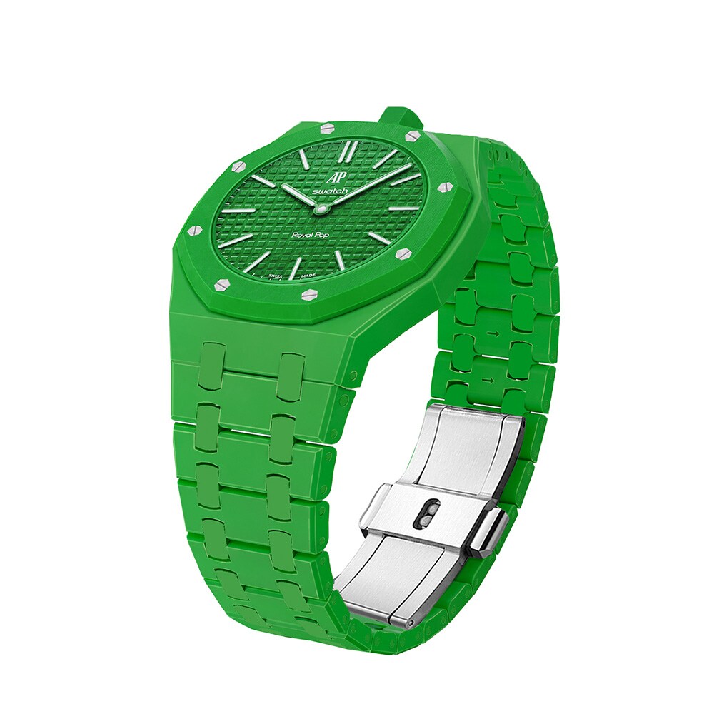 Biokeraaminen rannekoru ja suojakotelo AP x Swatch Royal Pop 12 O'clock - Vihreä
