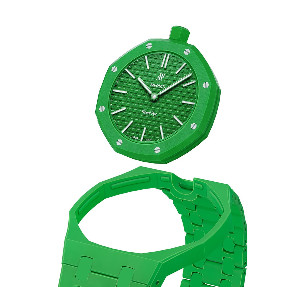 Biokeraaminen rannekoru ja suojakotelo AP x Swatch Royal Pop 12 O'clock - Vihreä
