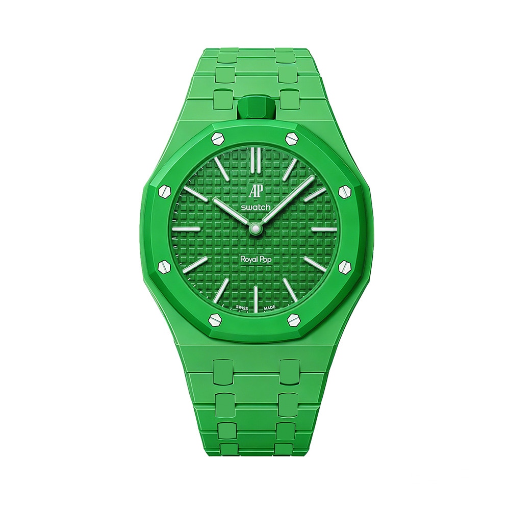 Biokeraaminen rannekoru ja suojakotelo AP x Swatch Royal Pop 12 O'clock - Vihreä