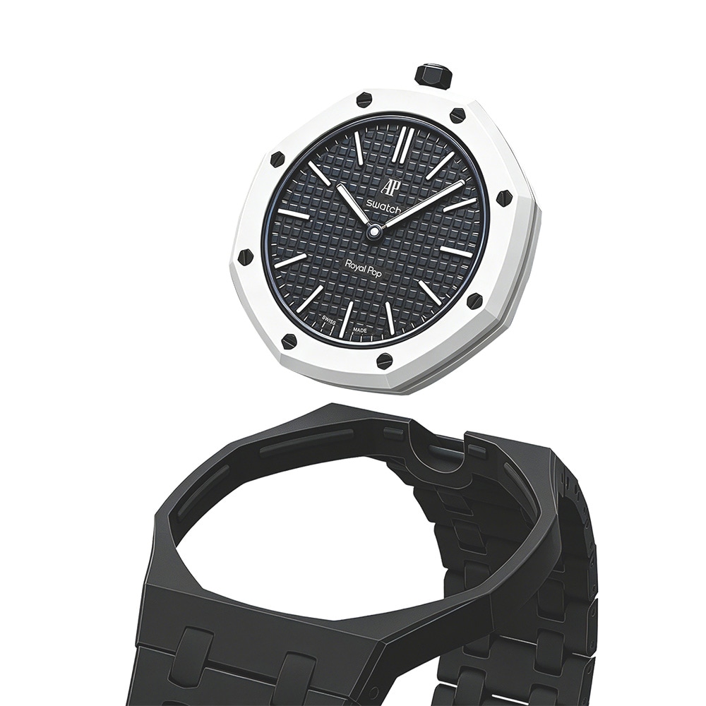 Biokeraaminen rannekoru ja suojakotelo AP x Swatch Royal Pop 12 O'clock - Svart