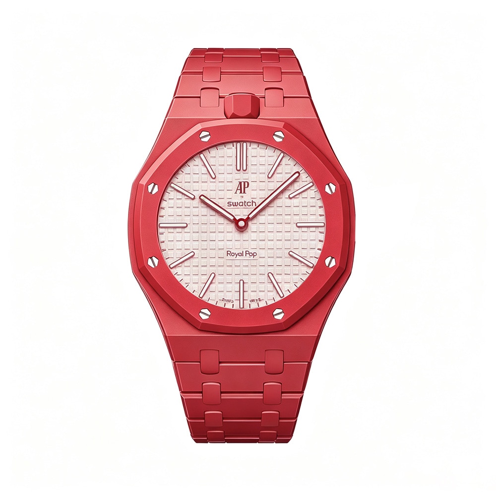 Biokeraaminen rannekoru ja suojakotelo AP x Swatch Royal Pop 12 O'clock - Punainen