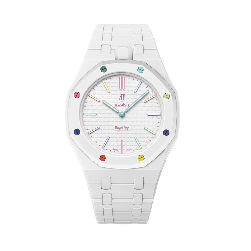 Biokeraaminen rannekoru ja suojakotelo AP x Swatch Royal Pop 12 O'clock - Valkoinen