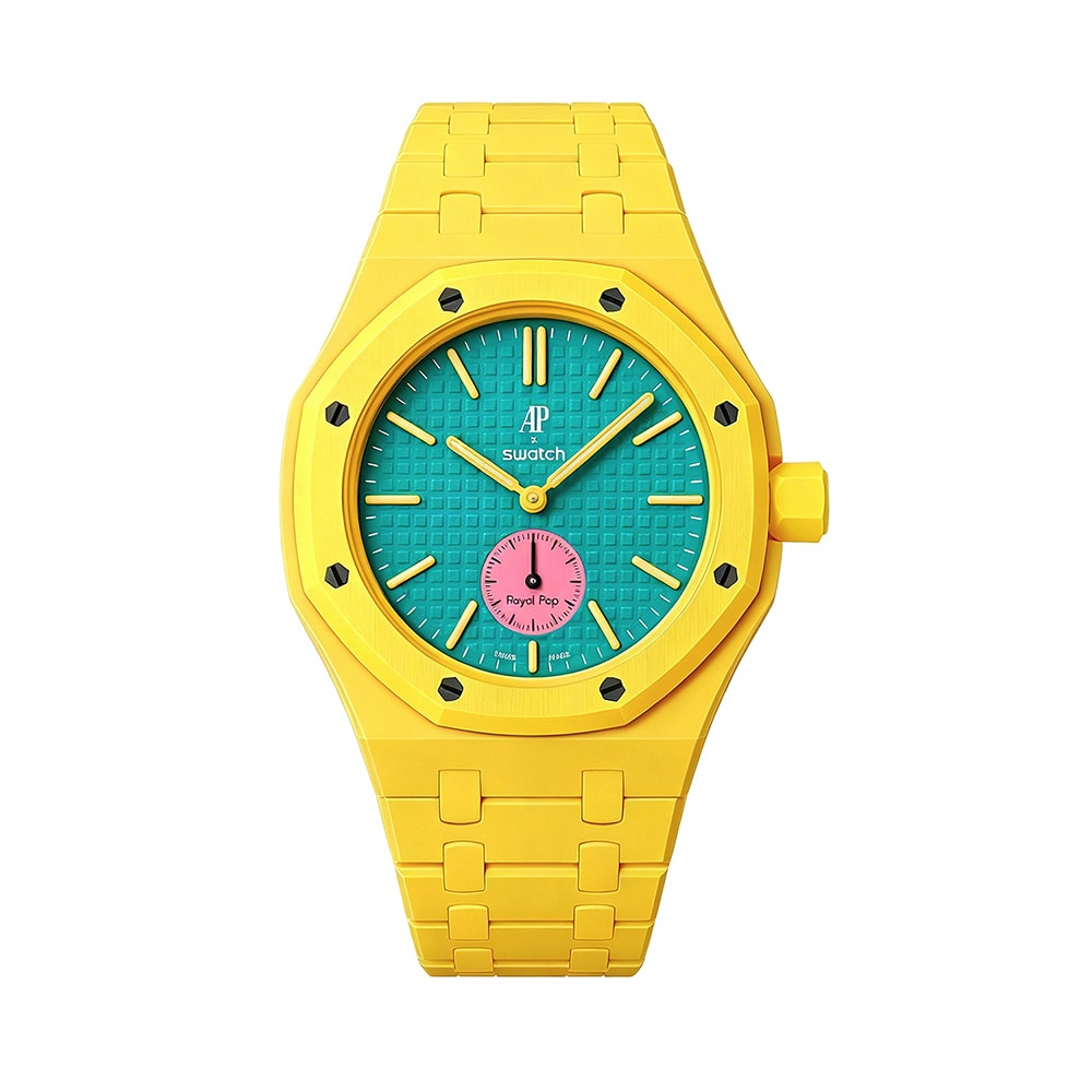 Biokeraaminen rannekoru ja suojakotelo AP x Swatch Royal Pop 3 O'clock - Keltainen