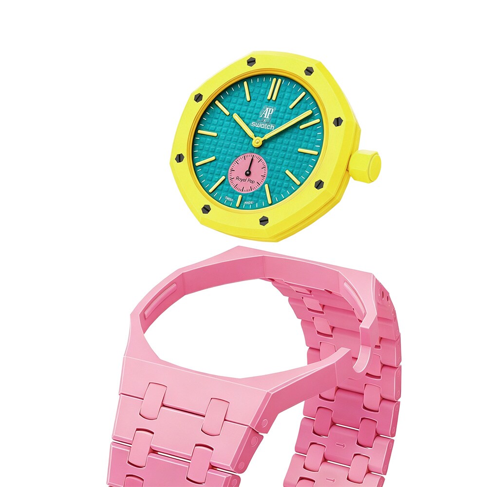 Biokeraaminen rannekoru ja suojakotelo AP x Swatch Royal Pop 3 O'clock - Vaaleanpunainen