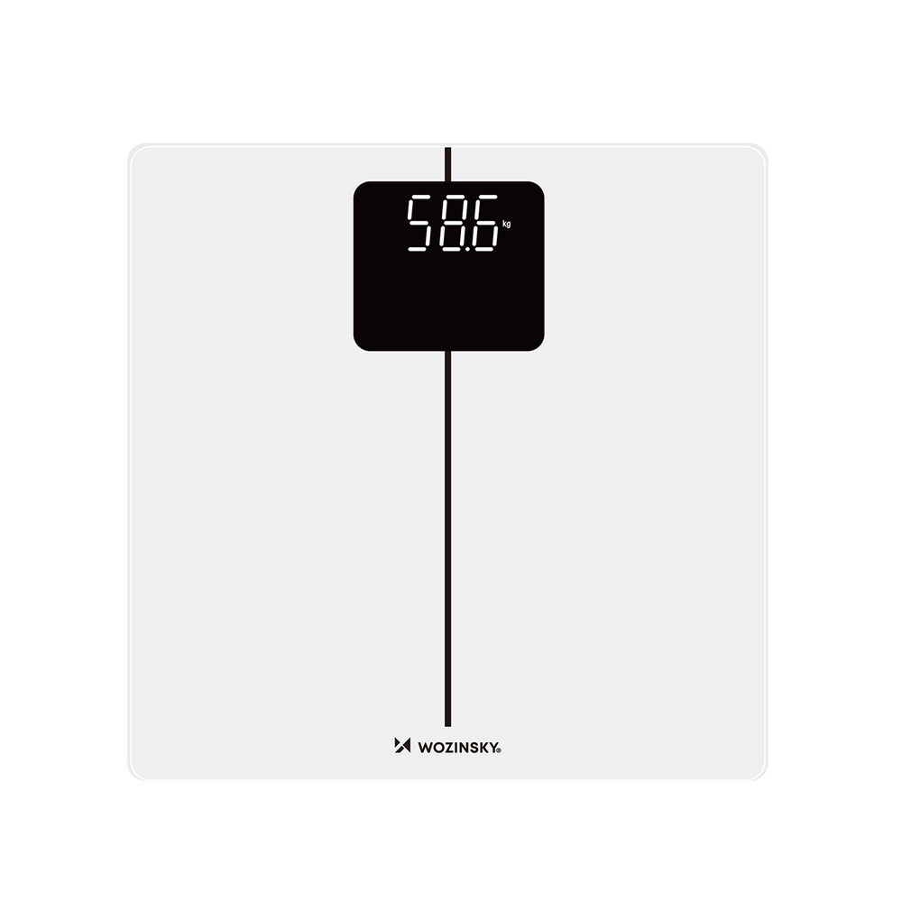 Wozinsky WIWL-180 älyvaaka valkoinen / Bluetooth-henkilövaaka sovelluksella / digitaalinen vaaka BMI-seurannalla